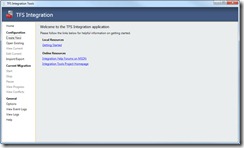 TFS Migration Main Screen