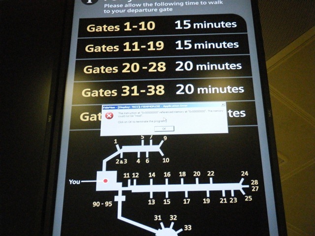 Gatwick airport error screen
