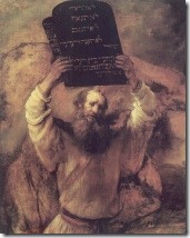 Moses (brings 10 testaments), painting by Rembrandt